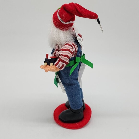 Annalee Workshop Santa Elf Doll In Overalls With Tool Belt Red Hat 2010 - Picture 5 of 8